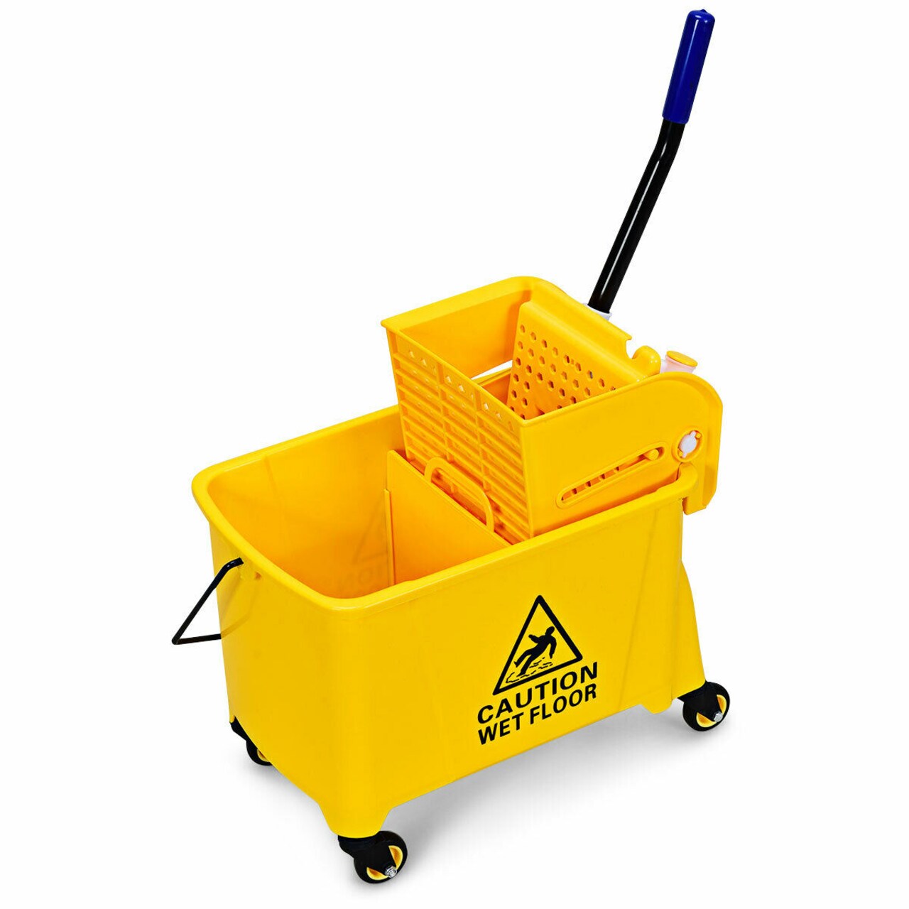 Rolling Mop Bucket with Side Press Wringer and 3" Wheels